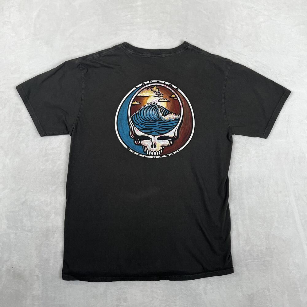 Grateful Dead Lahaina Maui Hawaii T-Shirt Mens Medium Black Wave Skull Graphic